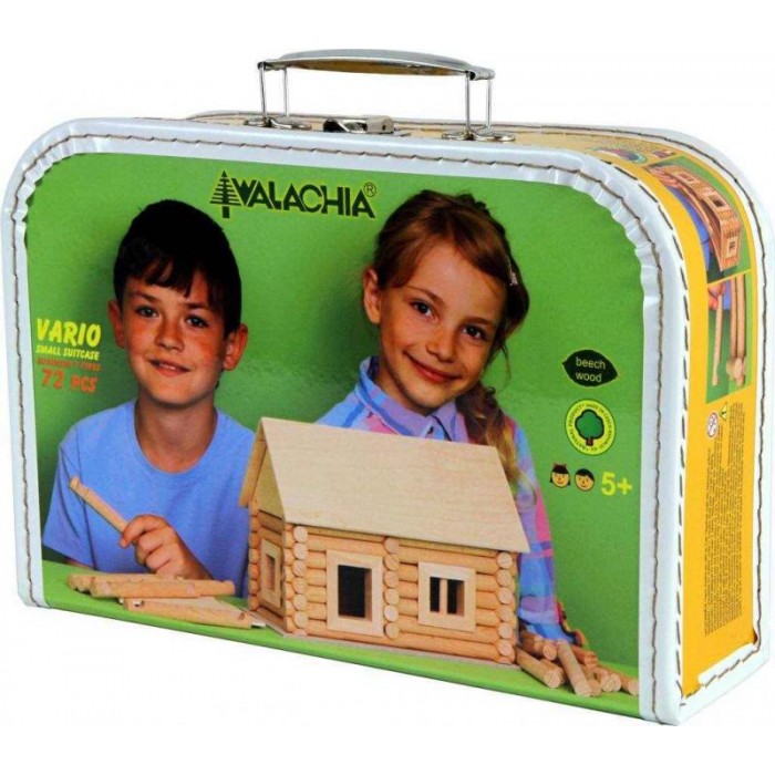 VARIO SUITCASE 72 piese - set constuctie modular din lemn rotund 7 in 1 Walachia